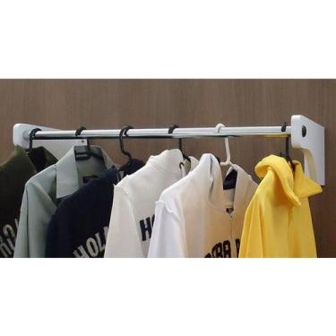 Imagem de Cabideiro Parede 80Cm Arara Camiseiro Calceiro Branco Laca - OUTRAS MA