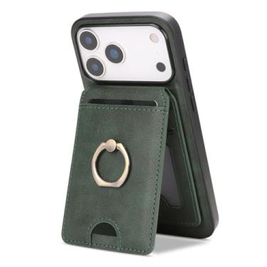Imagem de LTLMYDAM Capa com aba para iPhone 17 Pro Max/17 Pro/17 Air/17, porta-cartões com anel giratório, capa de couro, carteira com sucção magnética, capa separada, verde, 17 Pro Max