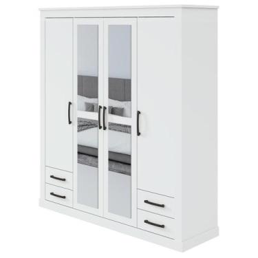 Imagem de Guarda-Roupas Solteiro Rustic Clean 4 portas 4 gavetas - Móveis Lopas,