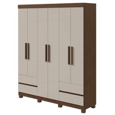 Imagem de Guarda-Roupas Solteiro Zeus 6 portas 4 gavetas - Móveis Lopas, Imbuia 