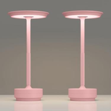 Imagem de TBBGA Pacote com 2 lâmpadas de mesa recarregáveis sem fio, luz de mesa portátil de 5000 mAh, luminária de mesa LED de escurecimento contínuo de 3 cores com função de memória, para casa/jantar/pátio