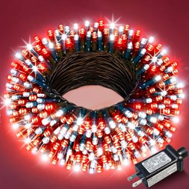 Imagem de Nielfoi Luzes de Natal ao ar livre, 1,8 m 200 luzes LED de corda de Natal com 8 modos à prova d'água, fio verde conectável luz cintilante para pátio interno, jardim, decoração de festa de Natal