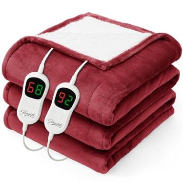 Imagem de Homemate Cobertor aquecido elétrico Queen - 213,4 cm x 228,6 cm, cobertores de cama com 10 níveis de aquecimento, 8 horas, desligamento automático, aquecimento rápido, proteção superaquecida, flanela