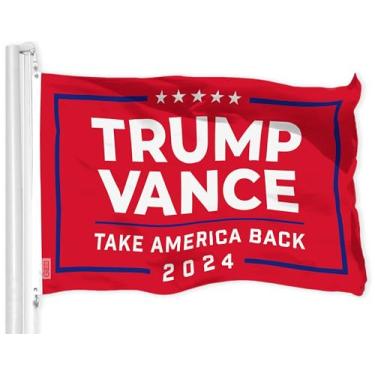 Imagem de G128 Bandeira vermelha Trump Vance 2024 Eleição Take America Back | 9,5 x 1,5 m | LiteWeave Pro Series Impresso Poliéster 150D | Bandeira eleitoral, interior/exterior