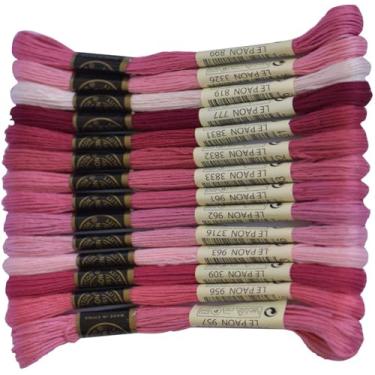 Imagem de Fio dental premium para bordado de cor arco-íris - fios de ponto cruz - pulseiras da amizade - fio dental para artesanato - 14 novelos por pacote de fio bordado, gradiente rosa médio