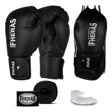Imagem de Kit Luva De Boxe Muay Thai Mma Bandagem E Bucal Fheras