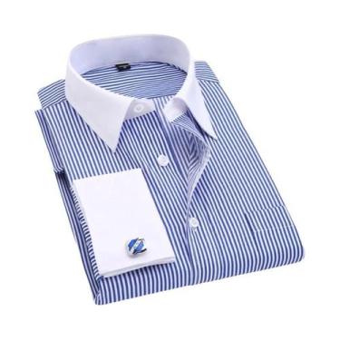 Imagem de Camisa Masculina Branca de Manga Comprida com Punho Francês - Tamanhos