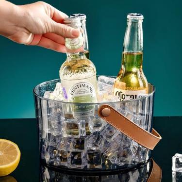 Imagem de Balde de Cerveja Moderno em Acrílico com Alça de Couro – 4L