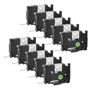 Imagem de GREENCYCLE Fita adesiva extra forte preta sobre branca compatível com Brother TZE-S211 TZS211 AZES211 6 mm para PT-E550W PT2430PC 1890C PT-D210 PTP300BT PT-1010 PTH100 PTH110 PTH110 D200 0 a 10 Pacote