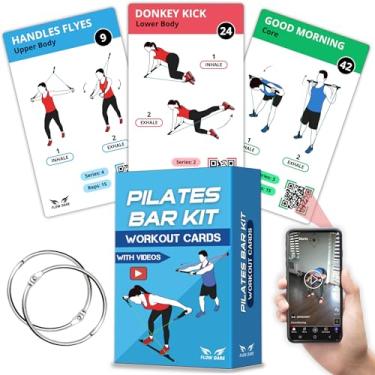 Imagem de Kit de Pilates Bar Cartas de Treino – 62 Cartas de Exercício com Vídeos e Plano de Treino – Inclui Desafio de 8 Semanas, Tabela e 2 Anéis para Fácil Organização – Guia de Barra de Exercício Doméstico