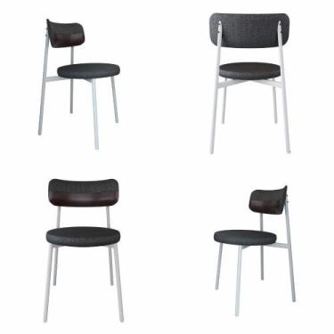 Imagem de Conjunto 4 Cadeiras de Jantar Kyta Tecido Mesclado Est.Branca - Metali