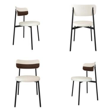 Imagem de Conjunto 4 Cadeiras de Jantar Kyta Tecido Mesclado Est.Preta - Metalig