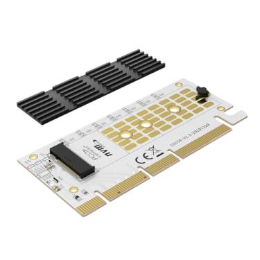 Imagem de MAIWO Cartão adaptador M.2 NVMe SSD para PCIe 4.0 X4 X8 X16 com dissipador de calor de alumínio máximo de 64 Gbps, placa de expansão para M.2 PCIe NVMe/AHCI M-Key B+M Key 2280 2260 2242 2230 SSD, sem