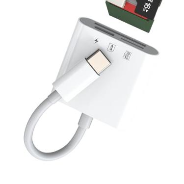 Imagem de Leitor de cartão SD para USB C para iPhone 16 15 Pro Max para adaptador Apple (3 em 1), câmera digital, cartão de memória TF, para iPad, MacBook, Android, transferência de computador, compatível com