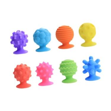 Imagem de Esquirla 8 peças sensoriais Fidget Sensory Toy Novidade para crianças, brinquedos de sucção, silicone para presentes de Natal, prêmios para estudantes