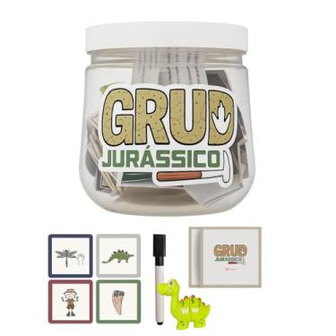 Imagem de Jogo Educativo Infantil Grud Jurássico – 35 Peças Imantadas + Boneco Dinossauro + 20 Cartas Reutilizáveis e 12 Cards de Atividades | Mundo Pré-Histórico Lúdico e Criativo