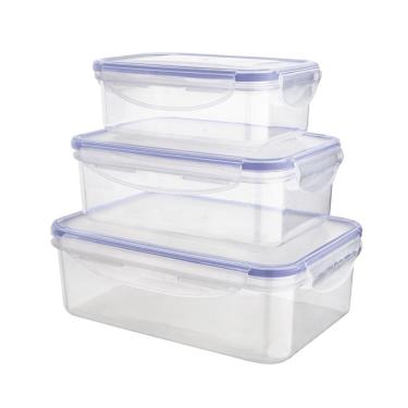 Imagem de Conjunto de Potes Herméticos Retangulares Euro Home PLA3697-AZ em Plástico – 3 Peças 