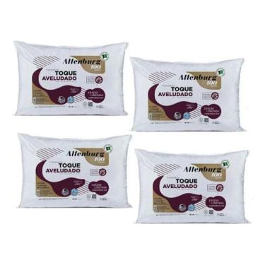 Imagem de Kit 4 Travesseiros Toque Aveludado Extra Macio Altenburg