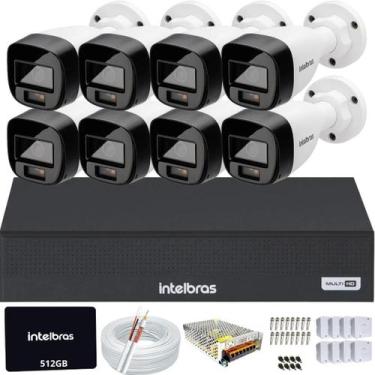 Imagem de Kit 8 Câmeras Intelbras Vhd 1220b Full Color DVR Mhdx 1108c SSD 512gb 