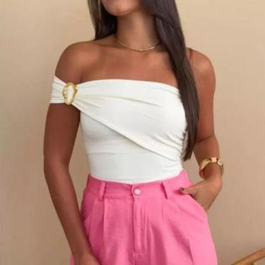 Imagem de Body Feminino Fivela Elegante 0rgânico Poliamida Suplex Tendência - No