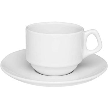 Imagem de Xícara de Chá empilhável 200ml com Pires Branco Oxford, 6 Peças