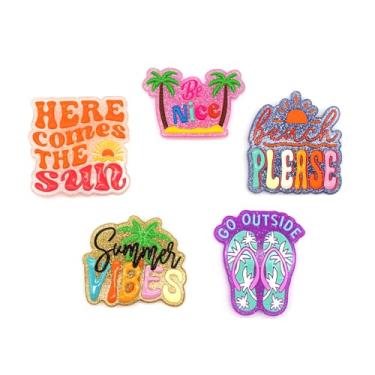 Imagem de HYB KUAJI Pacote com 5 pingentes de bolsa para sacolas - Acessórios de bolsa de praia personalizados DIY intercambiáveis para mulheres (Glitter)