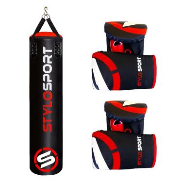 Imagem de Saco de pancada 160 cm com 2 pares de luvas pretas adultas por Stylo Sport