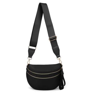 Imagem de Bum bag hibear Pure Colour para mulheres, tiracolo, nylon, preto