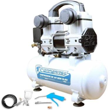 Imagem de Compressor Silencioso sem Óleo 8L 1,5HP COMPBRASIL com Kit para Compre