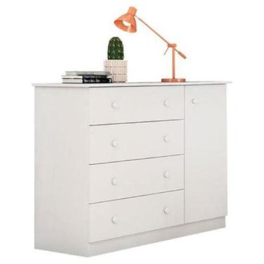 Imagem de Cômoda Sapateira Infantil Old Clean 100% MDF Branco 4 Gavetas - Bela M