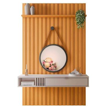 Imagem de Painel Ripado para TV 50 Pol. com Bancada Suspensa Jazz H01 Cinamomo/Off White - Mpozenato