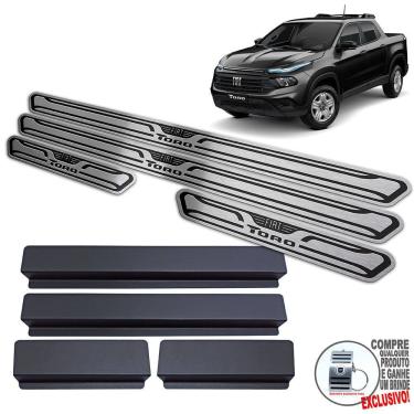 Imagem de Soleiras Aço Inox Fiat Toro 2022 / Preto Baixo Relevo