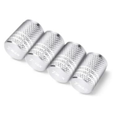 Imagem de Compatível com T-Max 500 TMAX 500 560 TMax 530 Acessórios de motocicleta Tampas de haste de válvula de pneu de roda CNC tampas herméticas tampas à prova de poeira (4 peças prata)