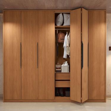 Imagem de Guarda-Roupa Casal Velasco 6 Portas 4 Gavetas Canela - Kappesberg