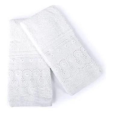 Imagem de Kit 2 Toalhas De Mão Boca Rosto Social Lavabo Cristal Renascença 100 A