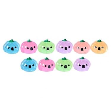Imagem de Ioensy 10 peças de mini figuras luminosas de Halloween, estátuas em miniatura, decoração para casa, enfeites decorativos de Halloween faça você mesmo para, Abóbora 2.8cm X 1.9cm