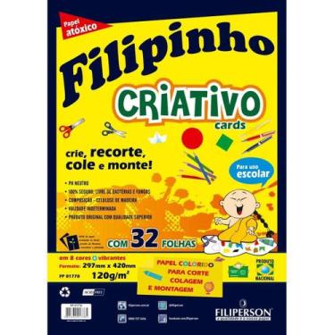 Imagem de Papel criativo A4 120g Filipinho cards com 32 folhas - Filiperson
