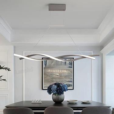 Imagem de Luminária pendente de teto LED regulável com controle remoto, lustre moderno para sala de estar, cozinha, ilha, bar, café e sala de jantar, luminária pendente embutida e elegante