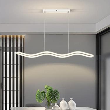Imagem de Luminária pendente LED moderna regulável com controle remoto e altura ajustável, luminária de mesa de jantar para teto de ilha de cozinha, lustre de acrílico de 55 W para sala de jantar, sal