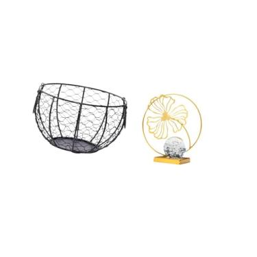 Imagem de Fenteer Estátua de Folha de Cesta Trançada de Arame de Ferro, Ornamento Decorativo de Armazenamento para de Cozinha, Banheiro, Estante, Mesa de Escrit