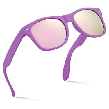 Imagem de Retro Rewind Óculos de sol infantis para meninos e meninas de 3 a 12 anos - Óculos de sol inquebráveis UV400 para crianças, Violeta | Revo Rose Gold, One size fits most