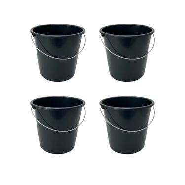 Imagem de 100 Baldes Plástico 5 Litros Preto Alça Reforçada Limpeza Casa Cozinha Bar RestauranteFesta(40)