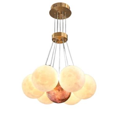 Imagem de Lustre de bolhas de 13 luzes de meados do século, conjunto de globo, planeta, lua, luminária pendente, branco-leite, moderno, luminária suspensa de teto para sala de estar, quarto de meninas