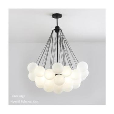 Imagem de Lustre moderno de globo de vidro fosco para mesa de sala de estar Designer de interiores, luminária retrô