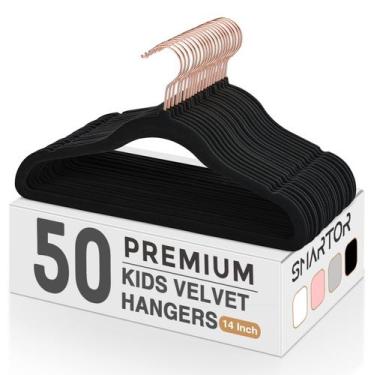 Imagem de Cabides de veludo Smartor Kids, pacote com 50, 35 cm, antiderrapantes,