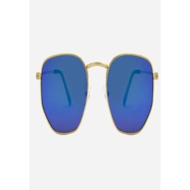Imagem de Óculos De Sol UVA Hexagonal Azul Espelhado - Palas Eyewear