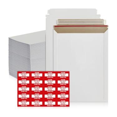 Imagem de Pacote com 125 envelopes rígidos autovedantes de 15 x 20 cm - Envelopes de papelão brancos permaneçam planos - Correio de fotografia branco para CD, fotos, documentos - 420 GSM