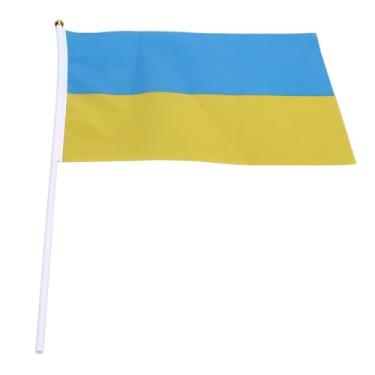 Imagem de YOUTHINK Bandeiras Ucranianas, 10 Conjuntos de Mini Bandeiras Leves Impermeáveis ​​de Poliéster Desbotadas de 11,0-11,8 X 7,9 pol., Ideal para Eventos Esportivos, Festivais e Decorações