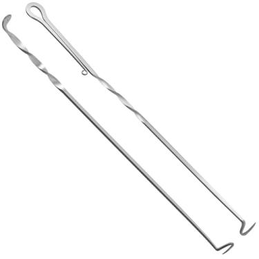 Imagem de 2 peças de gancho de carne flipper metal churrasco carne flipper ganchos seguro para lava-louças, carnes, virador, gancho, churrasco, comida flippers para grelhar carnes (prata, 2)