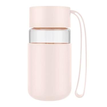Imagem de WYUYIWH Copo de água infusor de chá garrafa de água de vidro portátil com tampa 300 ml pequena garrafa de bebida suco de viagem amantes da caneca de café ecológica